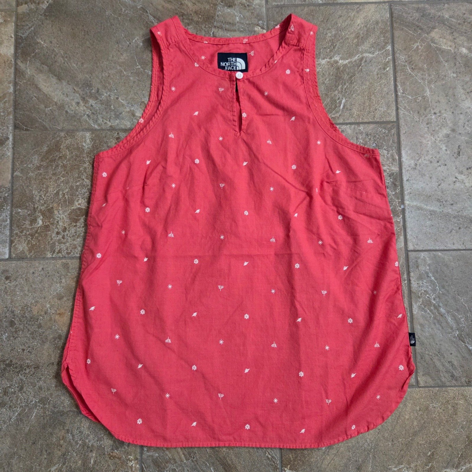 The North Face Womens Coral Flower Print Sleeveless Button Shirt Size S Summer